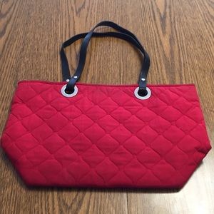 Red quilted tote from Banana Republic